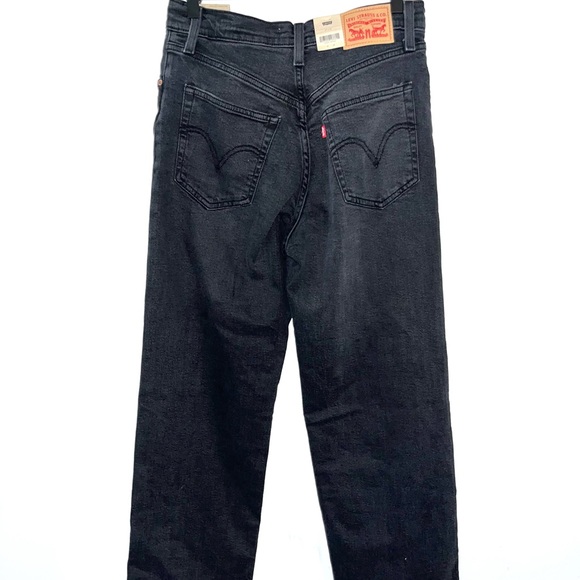 LEVI’s Ribcage Straight Ankle Button Fly Black Jeans - Picture 3 of 9